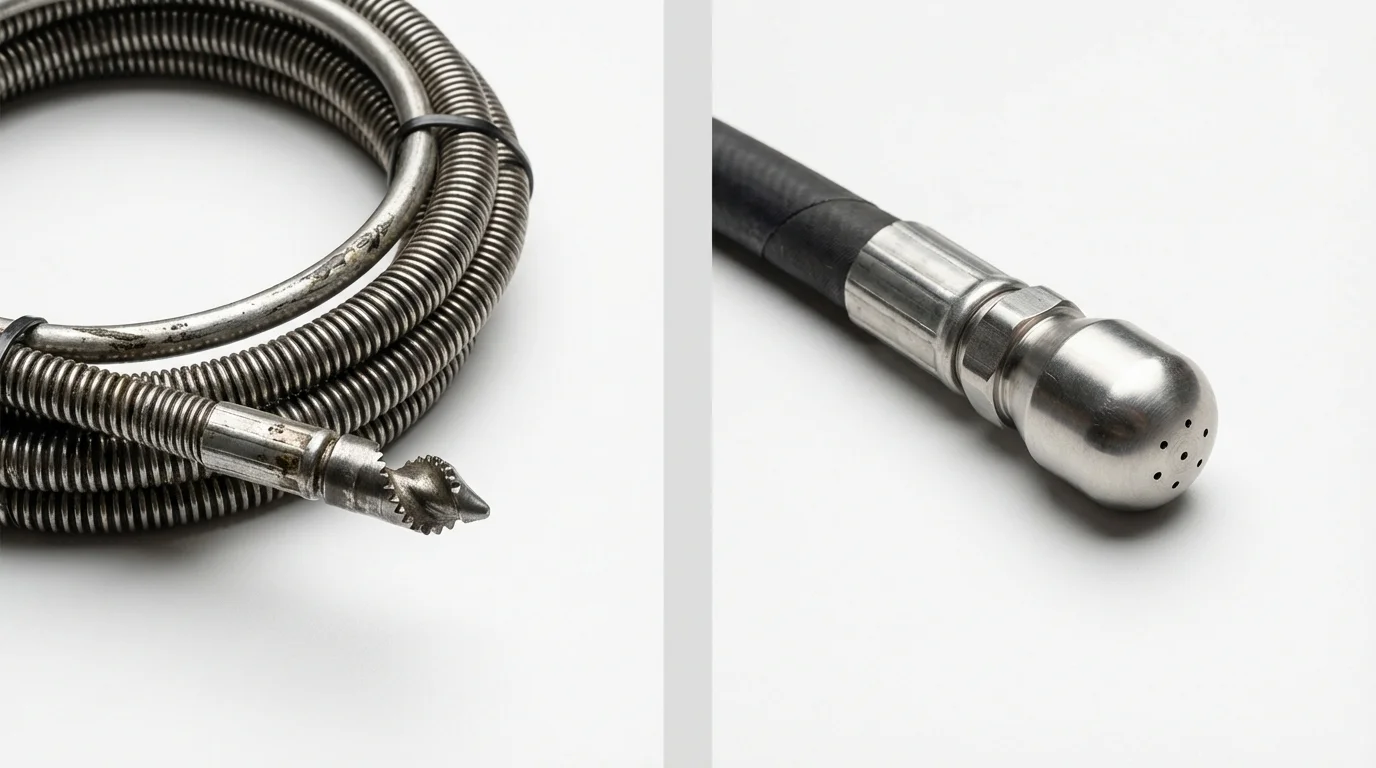 Drain snake cable and hydro jetting nozzle used for drain cleaning in Ruckersville, VA