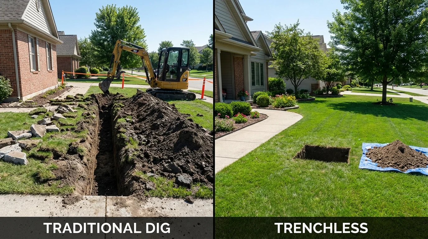 Trenchless sewer repair with minimal yard damage versus traditional excavation in Ruckersville, VA